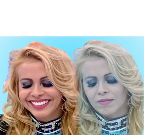 Mujer triste por fuera pero feliz por dentro